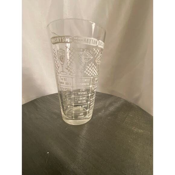 Vtg Federal Glass 6 inch tall Cocktail Recipes Glass Tumbler Mixology VGUC - Picture 1 of 14